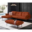 ECKSOFA in Echtleder Terracotta  - Terracotta/Schwarz, Design, Leder/Metall (182/325cm) - Valnatura