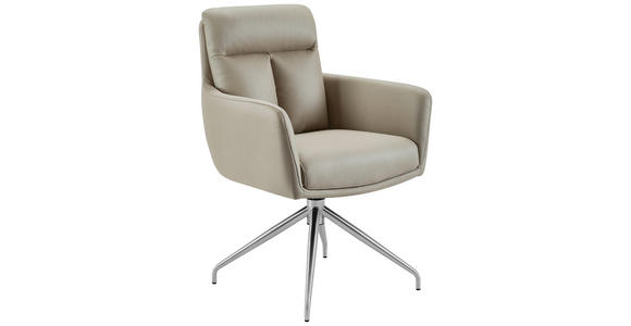 ARMLEHNSTUHL in Edelstahl Mikrofaser - Taupe/Edelstahlfarben, Design, Textil/Metall (62/89,5/65cm) - Novel