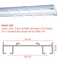 Șină Pentru Perdea 300 cm  - alb, Basics, metal (300cm)
