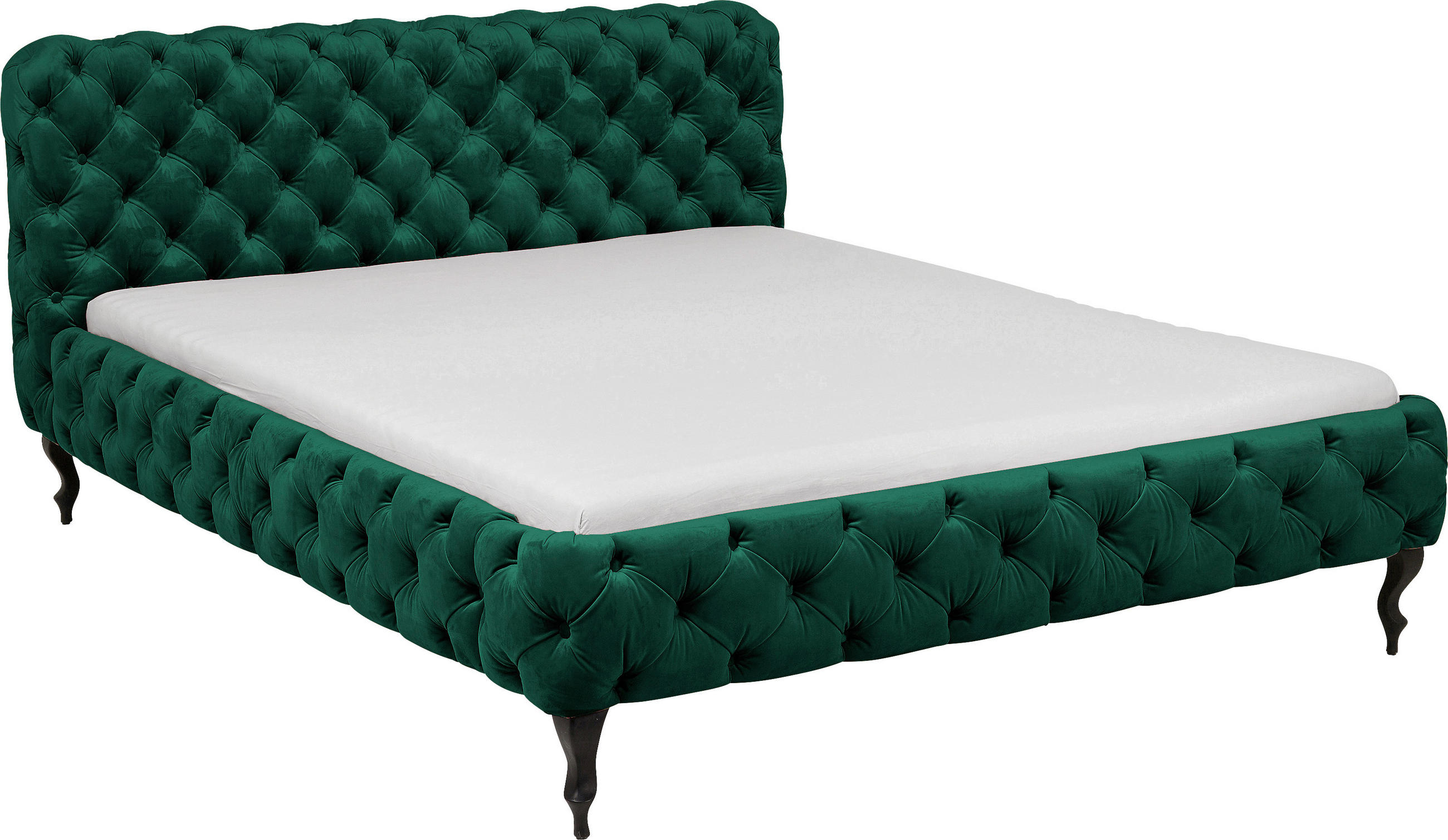 POLSTERBETT 160/200 cm,  in Dunkelgrün,  - Dunkelgrün/Schwarz, Design, Holz/Textil (160/200cm) - Kare-Design