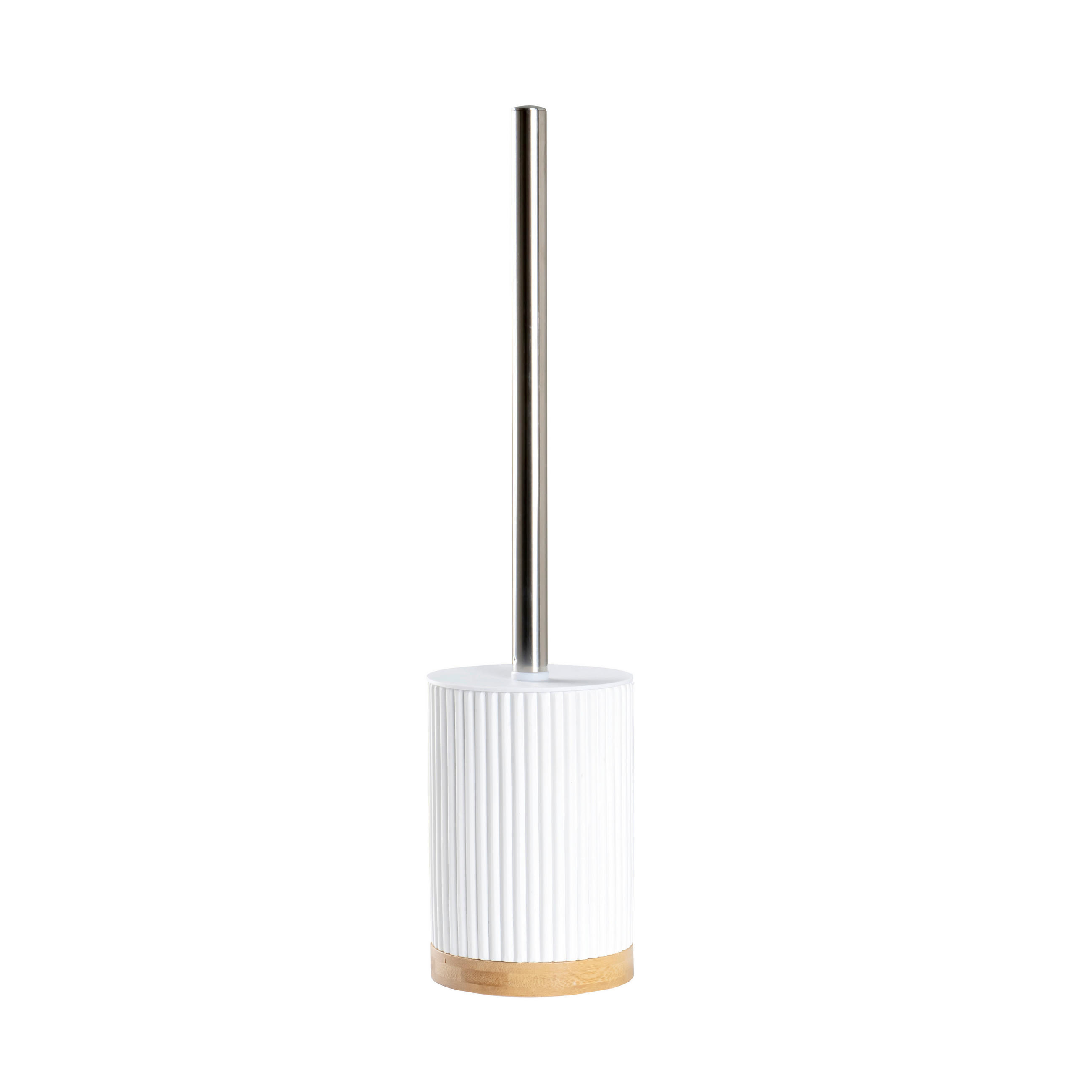 WC-BÜRSTENGARNITUR Metall  Kunststoff   - Chromfarben/Weiss, Basics, Holz/Kunststoff (9,5/40/9,5cm) - Sadena