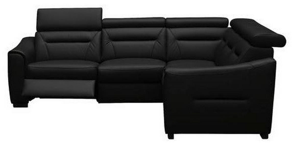 ECKSOFA Lederlook Echtleder Schwarz  - Wengefarben/Schwarz, Design, Leder/Holz (260/260cm) - Celina Home