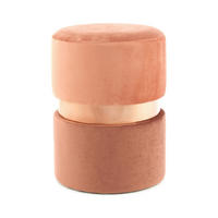 TABURETKA, drevo, kov, textil, kompozitné drevo, 35/46/35 cm - medená/terakota, Basics, kov/drevo (35/46/35cm)