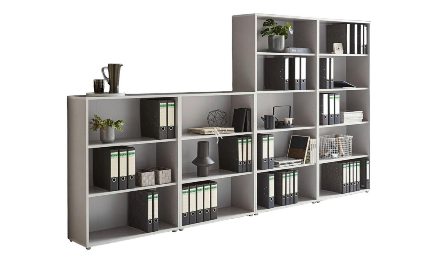 AKTENREGAL Grau  - Silberfarben/Grau, MODERN, Holzwerkstoff (337,6/185,6/33cm) - MID.YOU