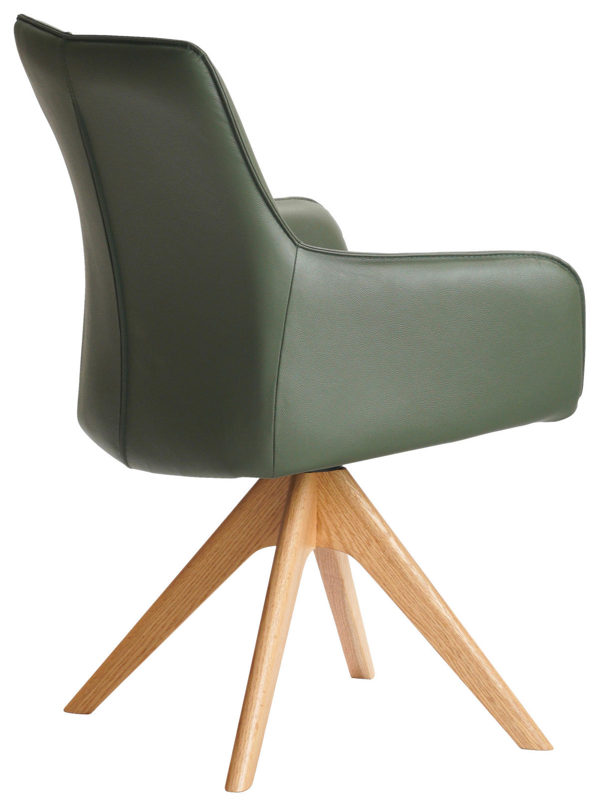 ARMLEHNSTUHL in Holz, Metall, Leder Grün  - Eichefarben/Grün, MODERN, Leder/Holz (64/87/60cm) - Novel