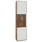 VITRINE in furniert, massiv Wildeiche Weiß, Wildeiche  - Wildeiche/Silberfarben, Design, Glas/Holz (50/204/40cm) - Waldwelt
