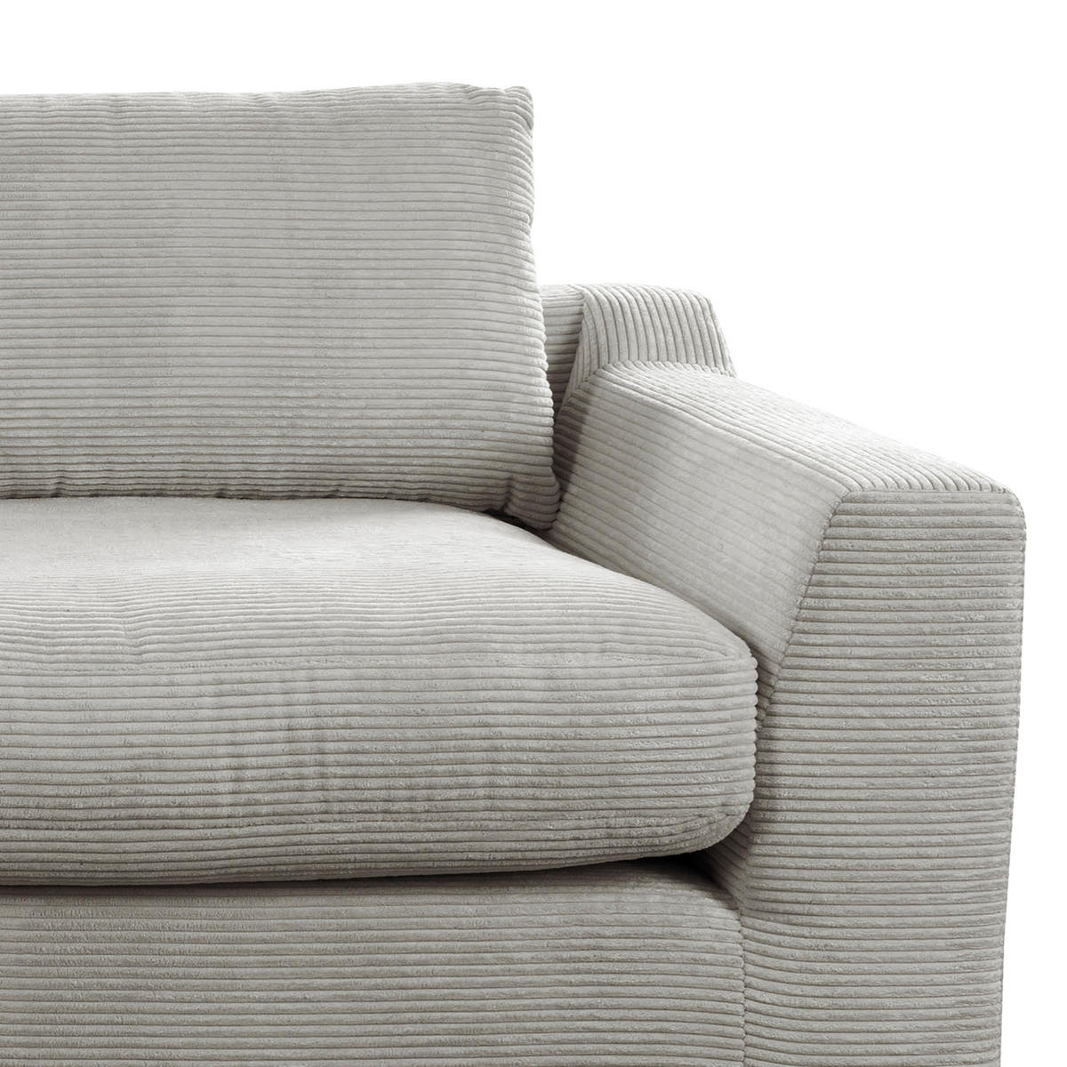 BIGSOFA in Cord Hellgrau  - Hellgrau/Schwarz, Design, Kunststoff/Textil (276/90/109cm) - Sit & More