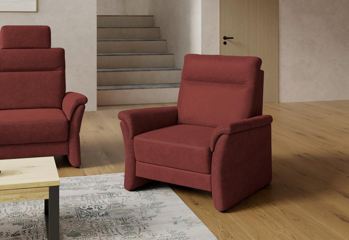 SESSEL Mikrofaser Rotbraun  - Rotbraun/Schwarz, Konventionell, Kunststoff/Textil (104/98/91cm) - Elegando