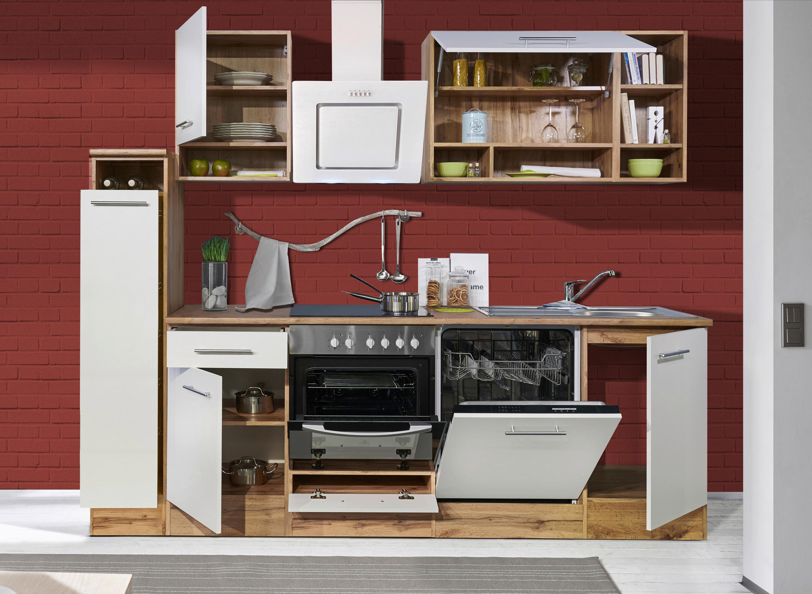 Thumbnail - Respekta Küchenblock Wildeiche, Eiche, Holzwerkstoff, 1 Schublade(n) Schubladen, seitenverkehrt montierbar, nur wie onli...