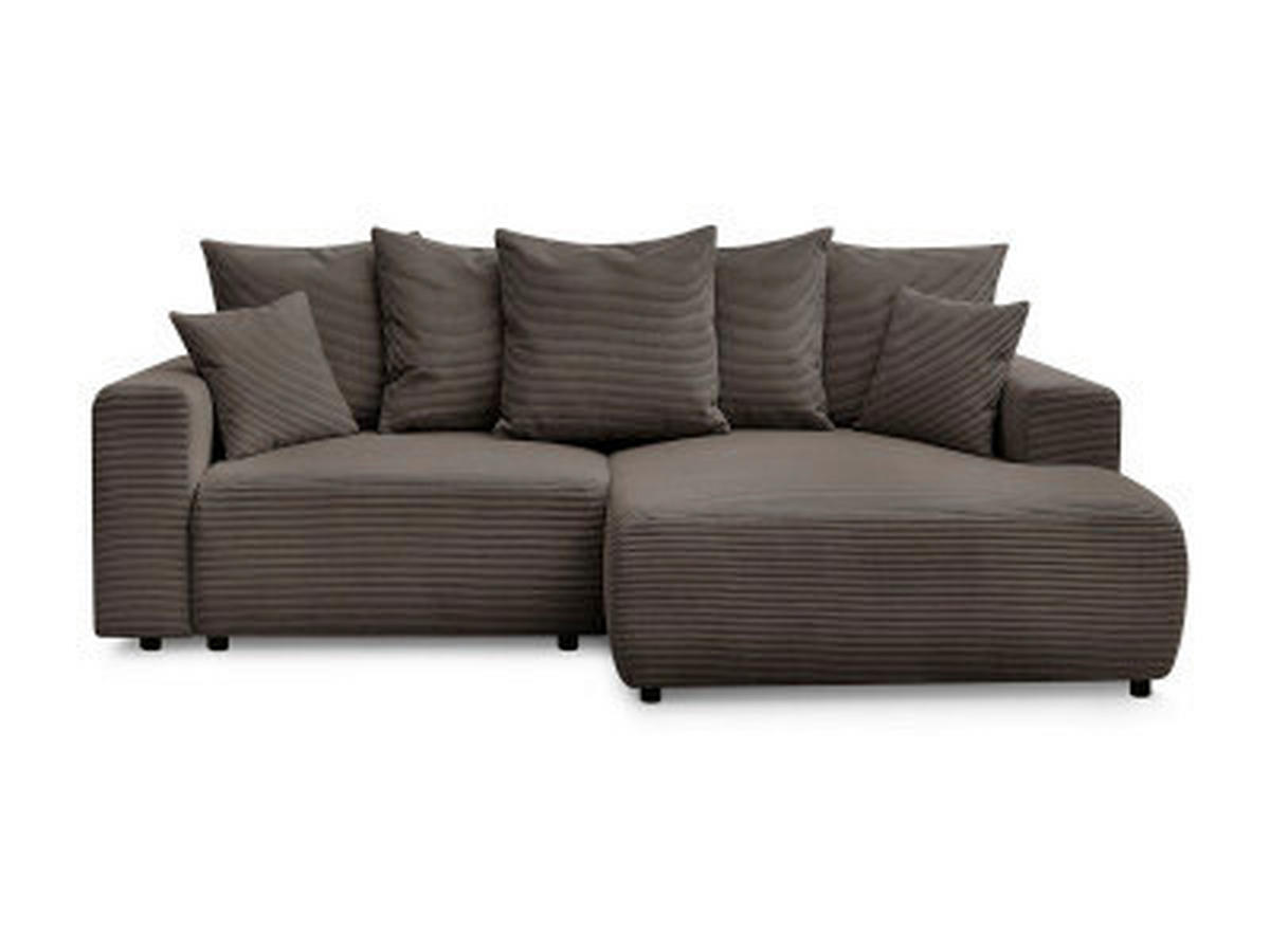 ECKSOFA Ottomane rechts  ATILLA Taupe Cord  - Taupe/Schwarz, MODERN, Kunststoff/Textil (244/149cm)