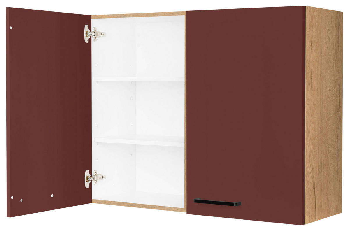 KÜCHENOBERSCHRANK 90/72/35 cm  in Rot, Eichefarben  - Eichefarben/Rot, MODERN, Holzwerkstoff/Metall (90/72/35cm) - Nobilia