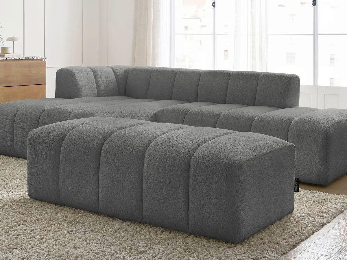 ECKSOFA  ANNECY Dunkelgrau Bouclé  - Dunkelgrau/Schwarz, MODERN, Kunststoff/Textil (170/262cm)