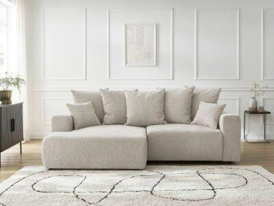 ECKSOFA Ottomane links  ATILLA Beige Struktur  - Beige/Schwarz, MODERN, Kunststoff/Textil (149/244cm)