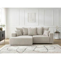 ECKSOFA Ottomane links  ATILLA Beige Struktur  - Beige/Schwarz, MODERN, Kunststoff/Textil (149/244cm)