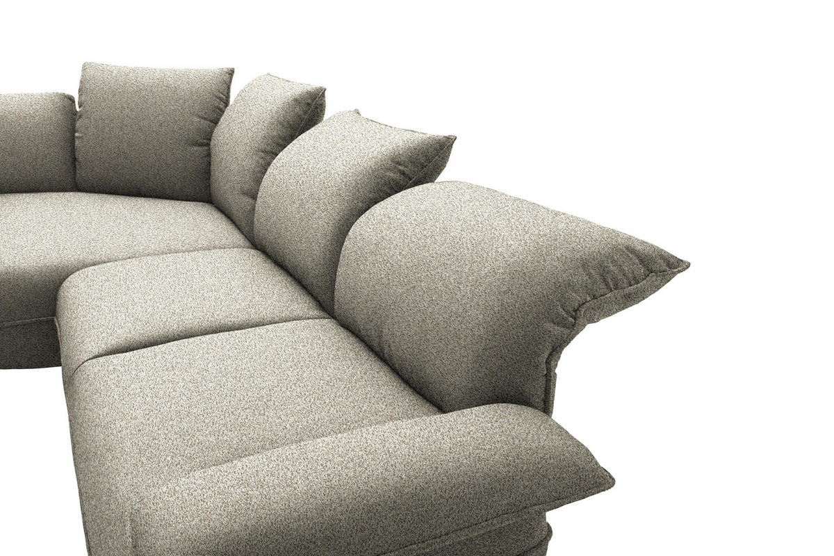 ECKSOFA  in Chenille Greige  154/343 cm  - Greige/Schwarz, Design, Kunststoff/Textil (154/343cm) - Koinor