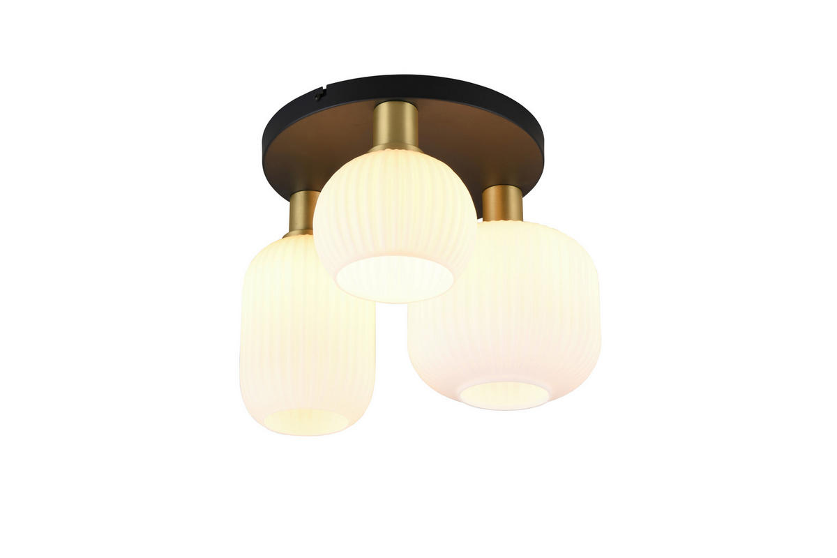 DECKENLEUCHTE 39/28,5 cm   - Messingfarben/Weiß, KONVENTIONELL, Glas/Metall (39/28,5cm) - Trio Leuchten