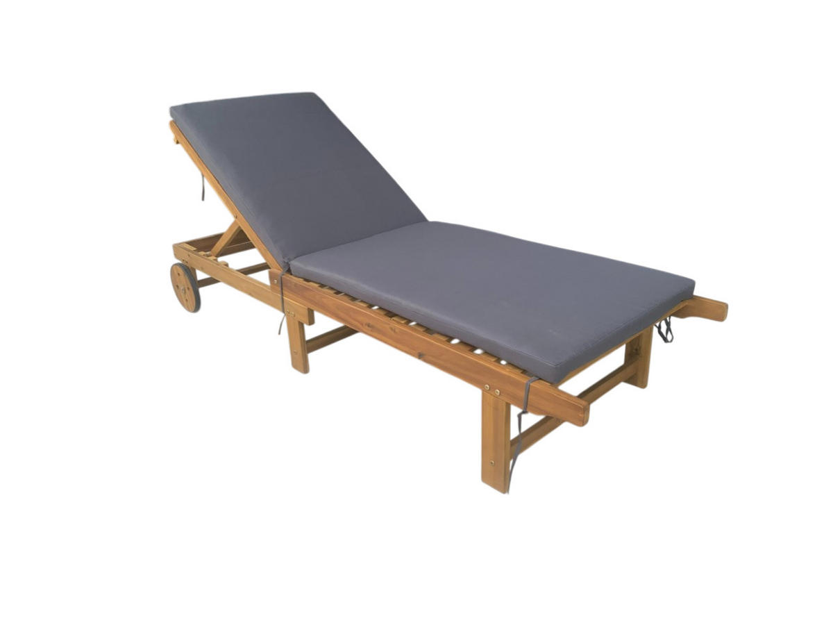 GARTENLIEGE 186/32/70 cm  - Grau/Akaziefarben, Basics, Holz/Textil (186/32/70cm) - Ambia Garden