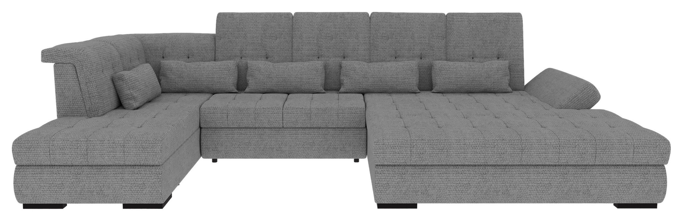 WOHNLANDSCHAFT Grau Struktur  - Schwarz/Grau, KONVENTIONELL, Kunststoff/Textil (222/358/212cm) - Carryhome