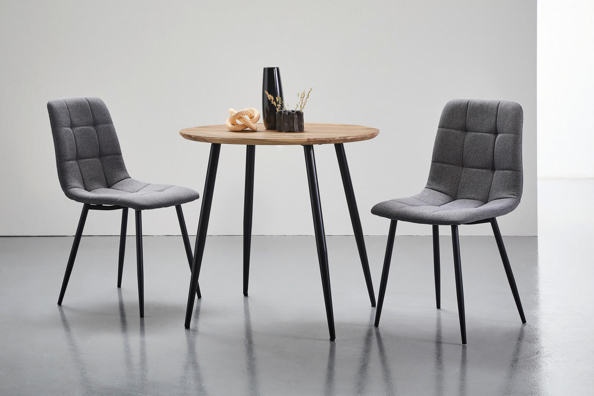 ESSTISCH in Holz, Metall 80/80/76 cm  - Schwarz/Akaziefarben, LIFESTYLE, Holz/Metall (80/80/76cm) - Stylife
