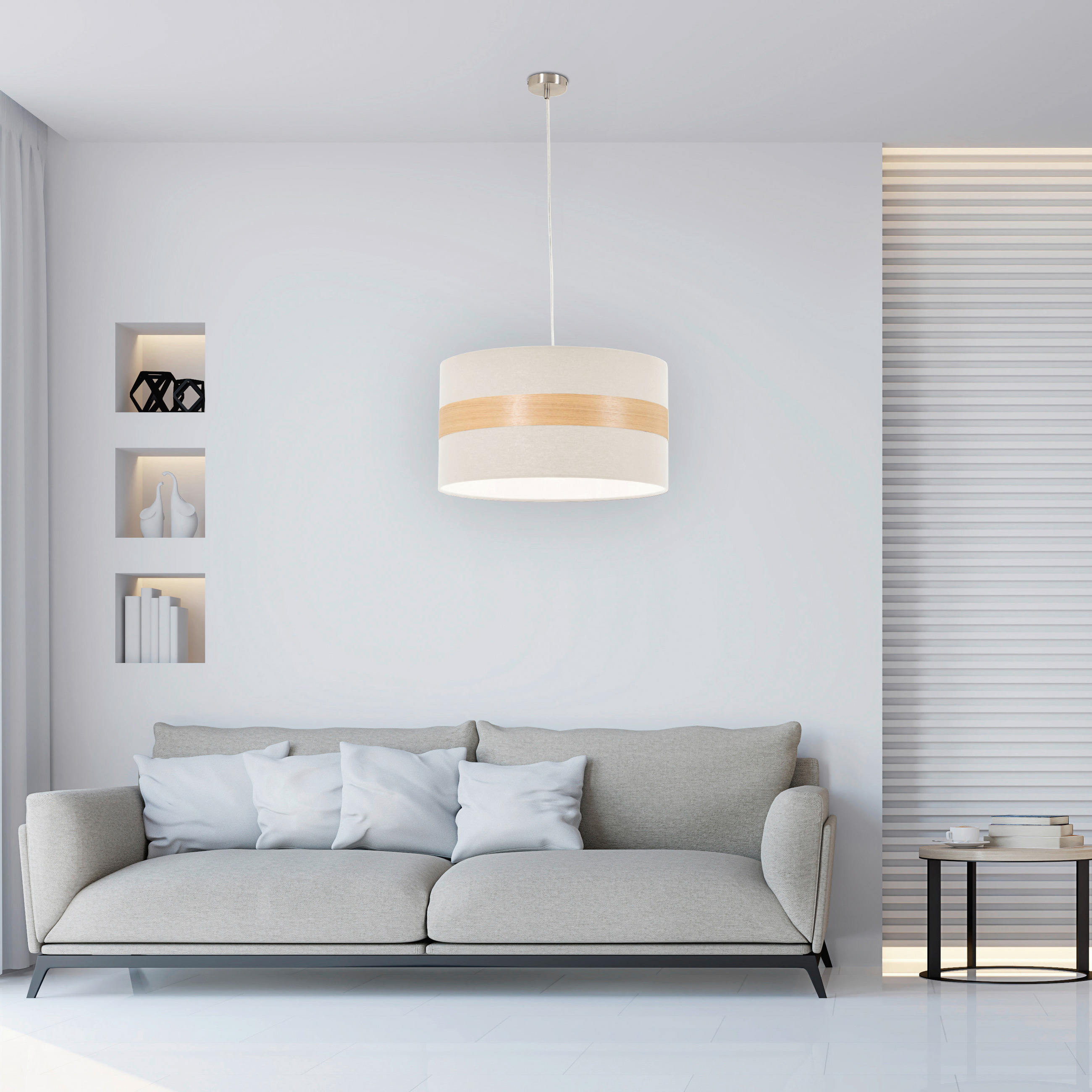 HÄNGELEUCHTE 45/120 cm   - Creme, MODERN, Holz/Kunststoff (45/120cm) - Novel