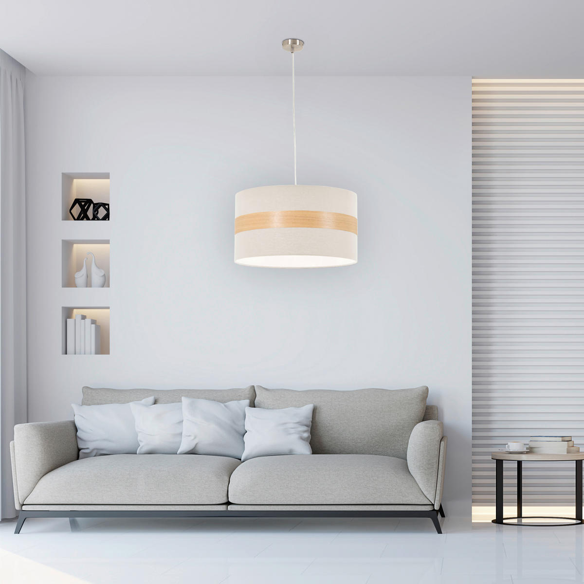 HÄNGELEUCHTE 45/120 cm  - Creme, MODERN, Holz/Kunststoff (45/120cm) - Novel
