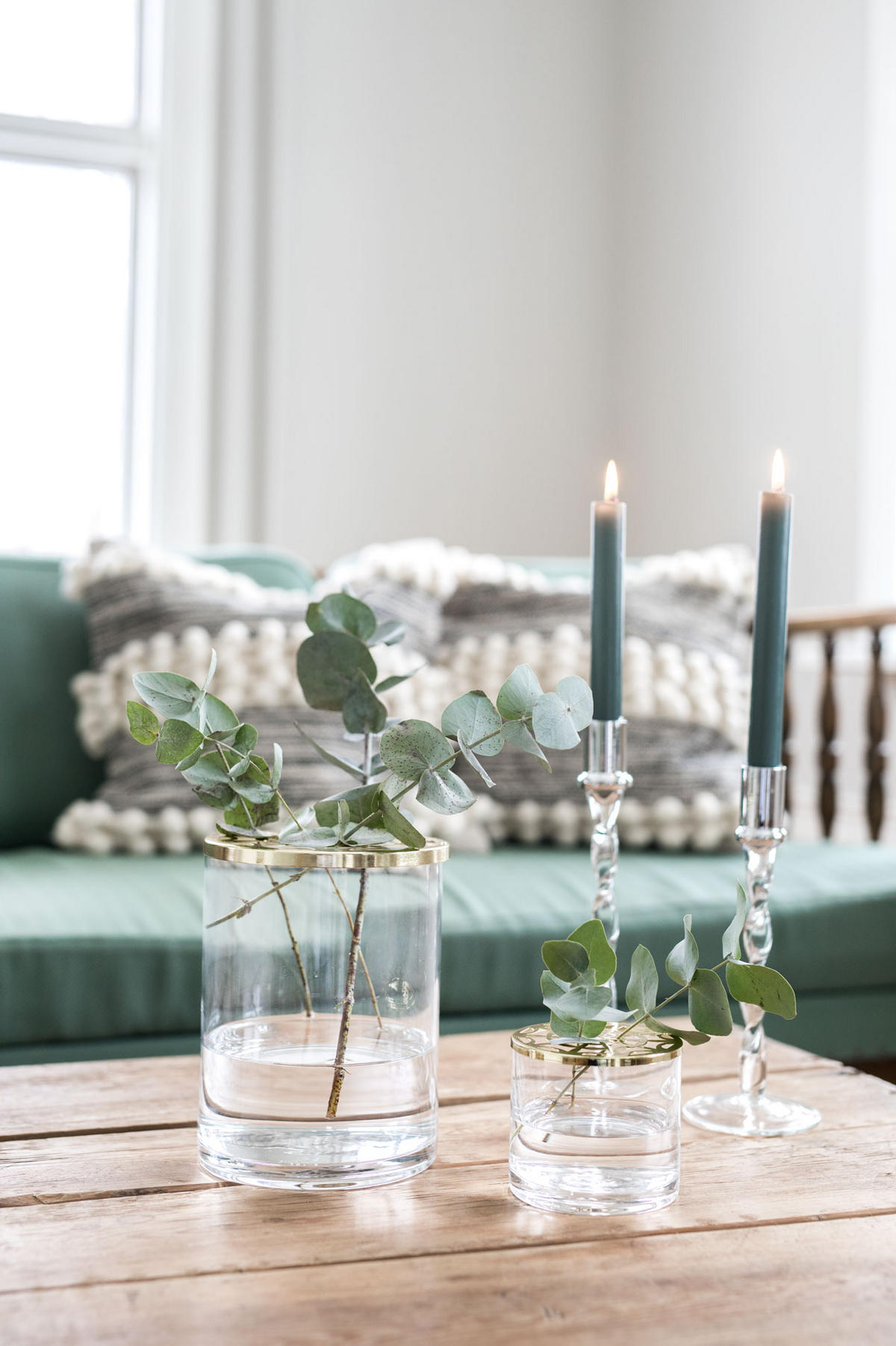 LJUSSTAKE SET  - kromfärg/transparent, Design, metall/glas (27cm) - Dorre