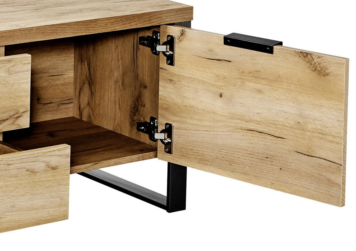 TV-ELEMENT - Eichefarben/Anthrazit, Design, Holzwerkstoff/Metall (152/45/40cm)