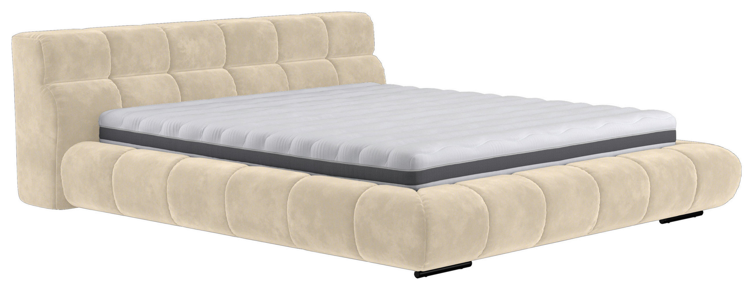 POLSTERBETT 200/200 cm,  in Beige,  - Beige/Schwarz, Design, Textil/Metall (200/200cm) - Belluti