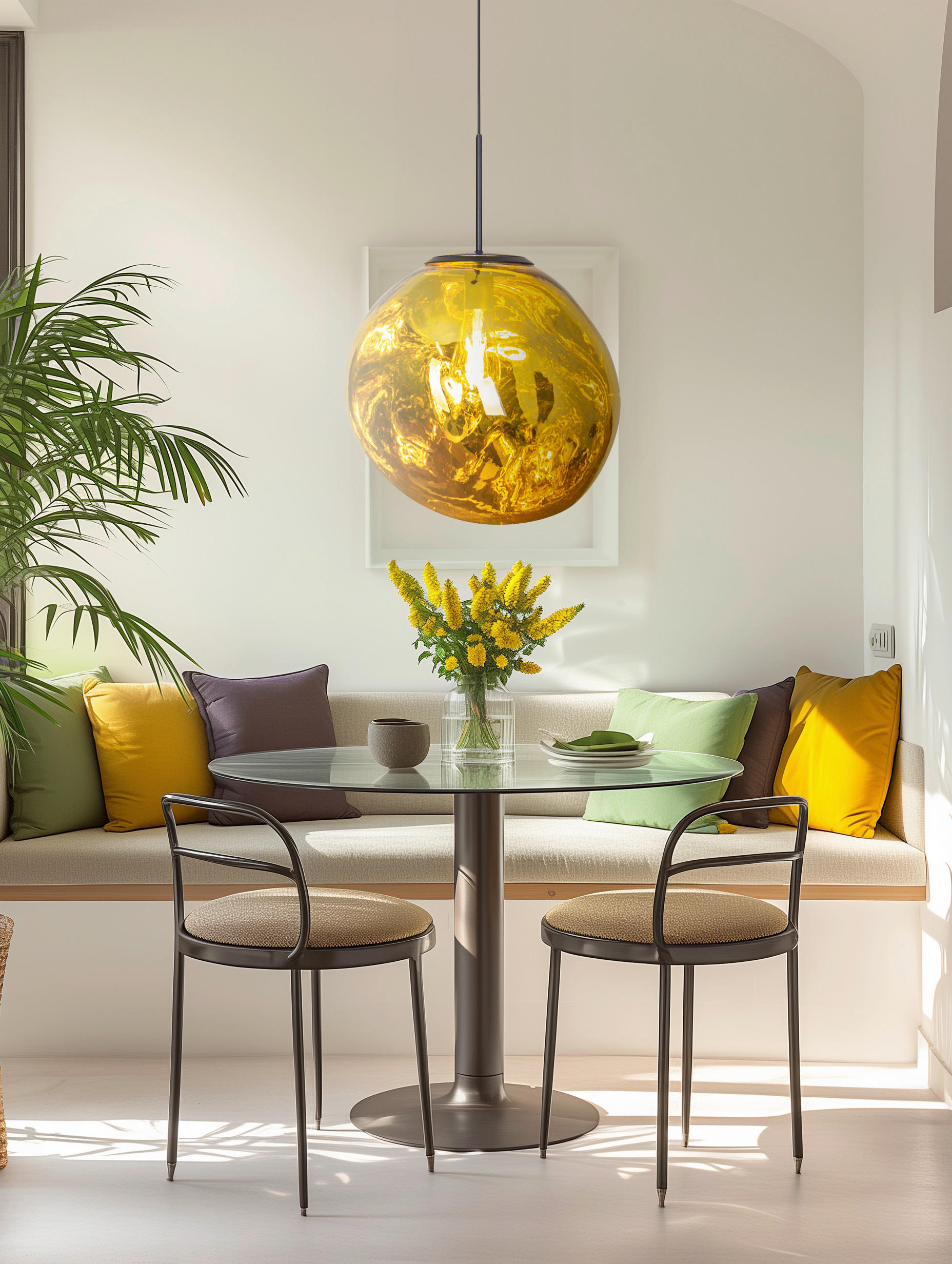 HÄNGELEUCHTE Canopus 36/150 cm   - Gelb, Basics, Glas (36/150cm)