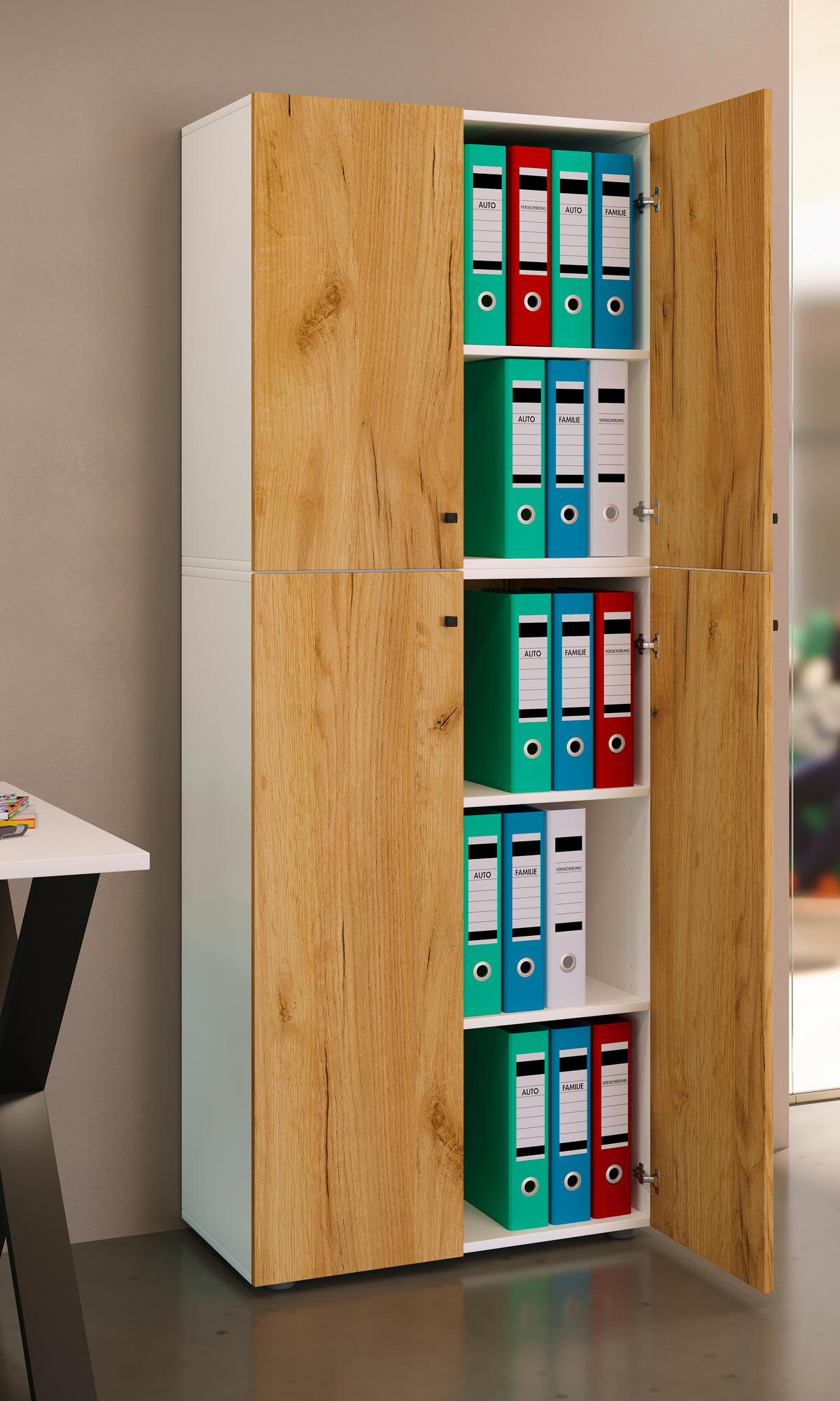 AKTENSCHRANK 70/183/39 cm  - Honigeiche/Weiss, Design, Holzwerkstoff (70/183/39cm) - MID.YOU
