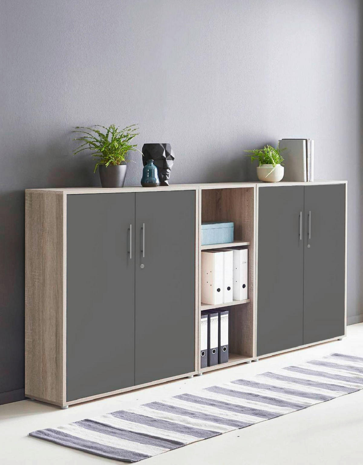 AKTENSCHRANK Anthrazit, Sonoma Eiche  - Anthrazit/Sonoma Eiche, MODERN, Holzwerkstoff (212,9/113,6/33cm) - MID.YOU