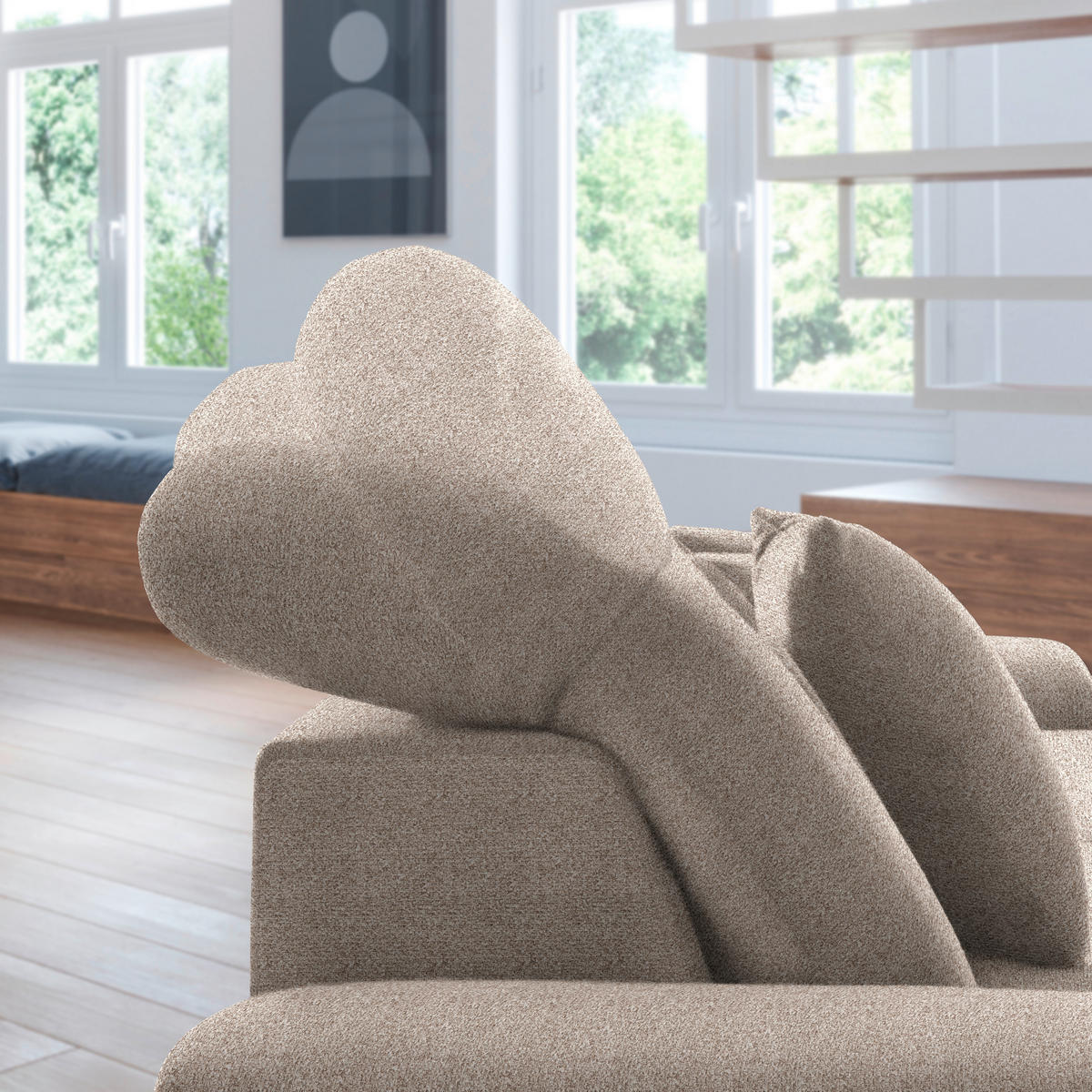 ECKSOFA in Chenille Hellbraun  - Hellbraun/Schwarz, Design, Textil/Metall (185/256cm) - Stylife