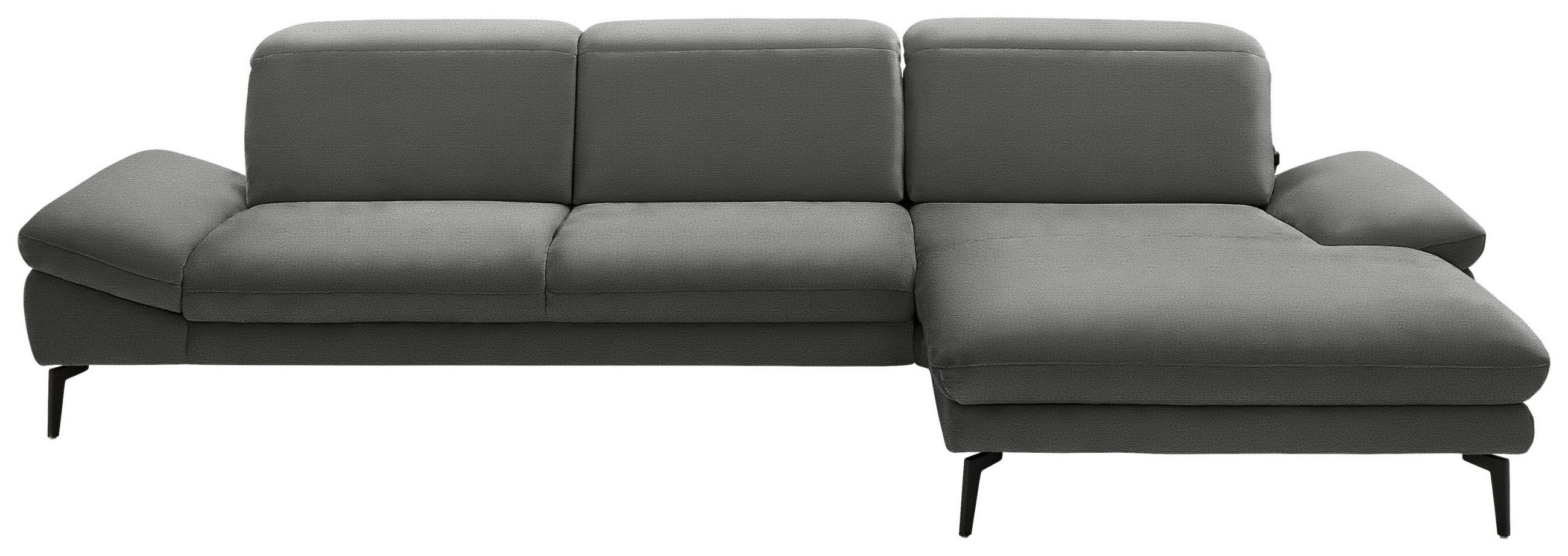 ECKSOFA Grau Chenille  - Schwarz/Grau, Design, Textil/Metall (319/188cm) - Beldomo System