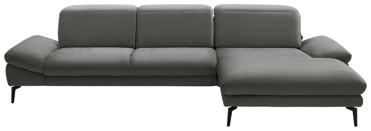 ECKSOFA Grau Chenille  - Schwarz/Grau, Design, Textil/Metall (319/188cm) - Beldomo System
