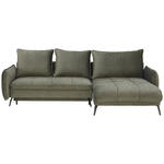 ECKSOFA Olivgrün Flachgewebe  - Schwarz/Olivgrün, Design, Textil/Metall (273/180cm) - Hom`in