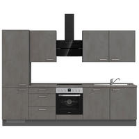 KÜCHENLEERBLOCK 300 cm   in Schieferfarben  - Schieferfarben/Edelstahlfarben, MODERN, Holzwerkstoff/Metall (300cm) - Nobilia