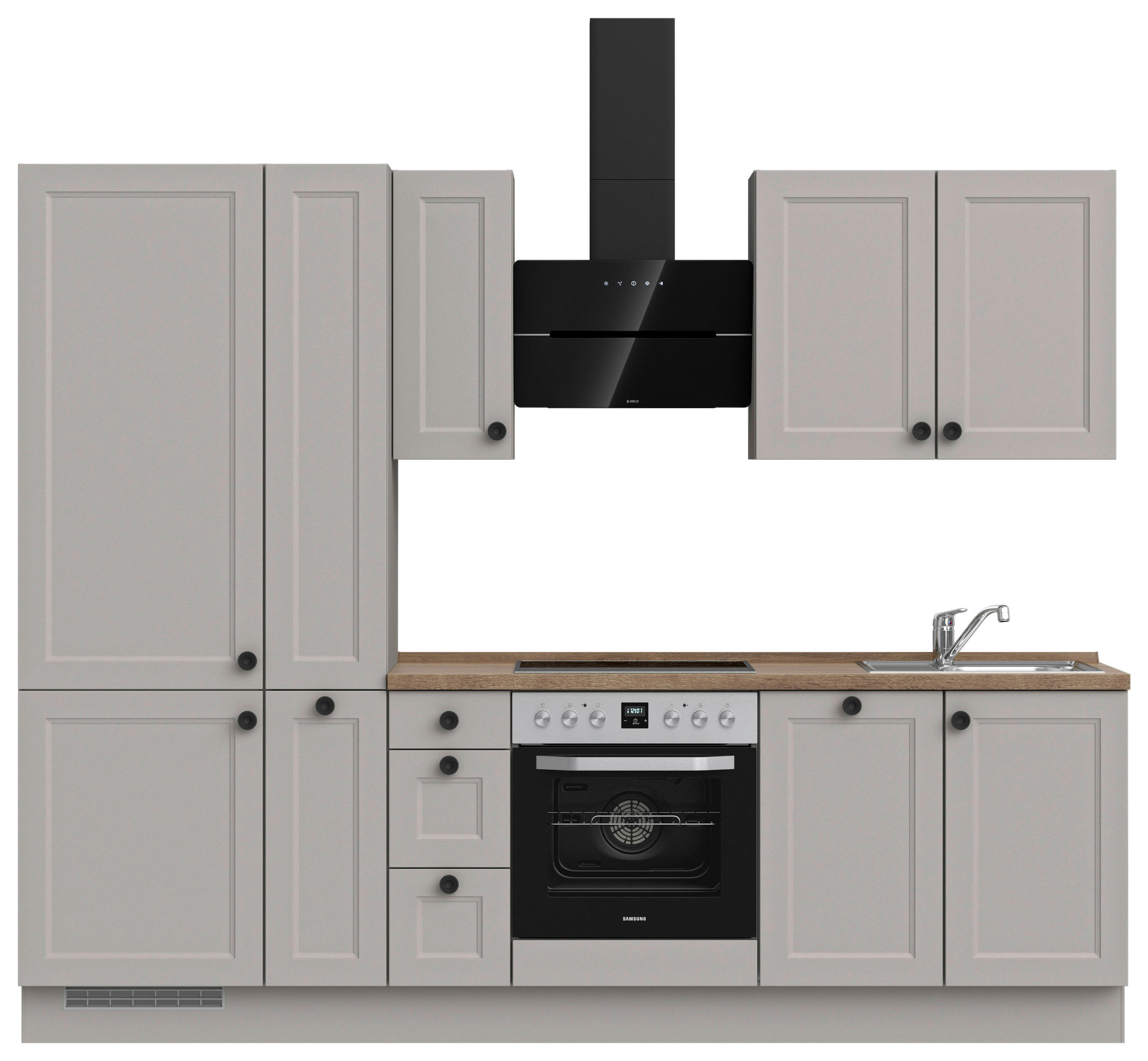 KÜCHENLEERBLOCK 270 cm   in Grau, Eiche dunkel  - Eiche dunkel/Schwarz, MODERN, Holzwerkstoff/Metall (270cm) - Nobilia