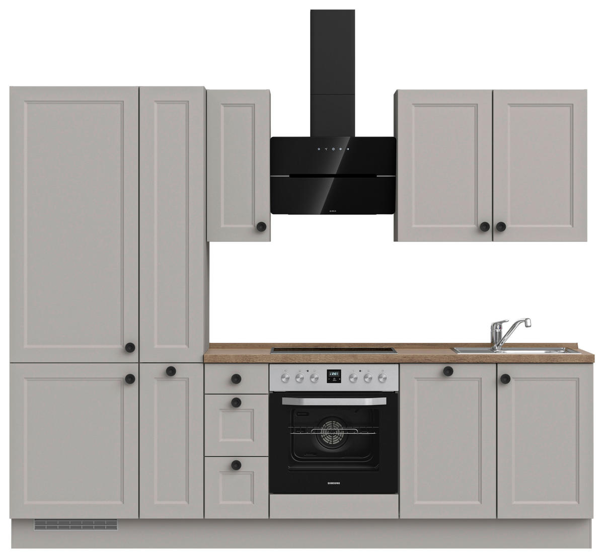 KÜCHENLEERBLOCK 270 cm   in Grau, Eiche dunkel  - Eiche dunkel/Schwarz, MODERN, Holzwerkstoff/Metall (270cm) - Nobilia