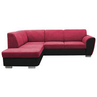 ECKSOFA Rot, Schwarz Velours  - Silberfarben/Rot, Design, Kunststoff/Textil (196/255cm) - MID.YOU
