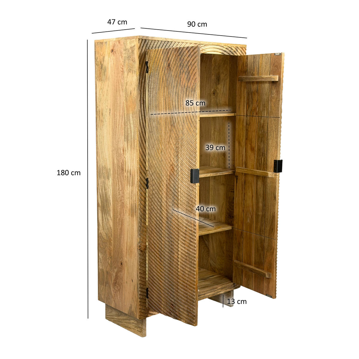 SKRIŇA, mangové drevo, hnedá, 90/47/180 cm - hnedá/čierna, Design, kov/drevo (90/47/180cm) - Livetastic