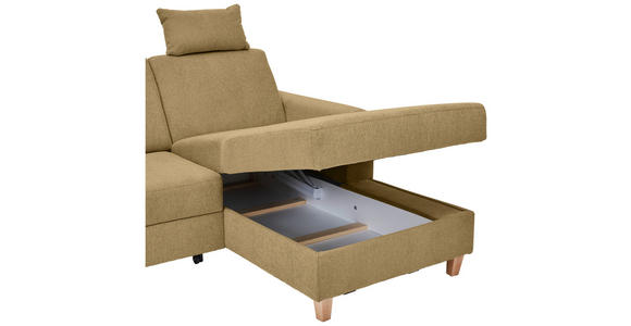 ECKSOFA Honig Flachgewebe  inkl. Bettkasten, Schlaffunktion, Rücken echt, Kopfstütze, Liegefläche im Originalstoff  - Buchefarben/Honig, KONVENTIONELL, Holz/Textil (241/166cm) - Carryhome