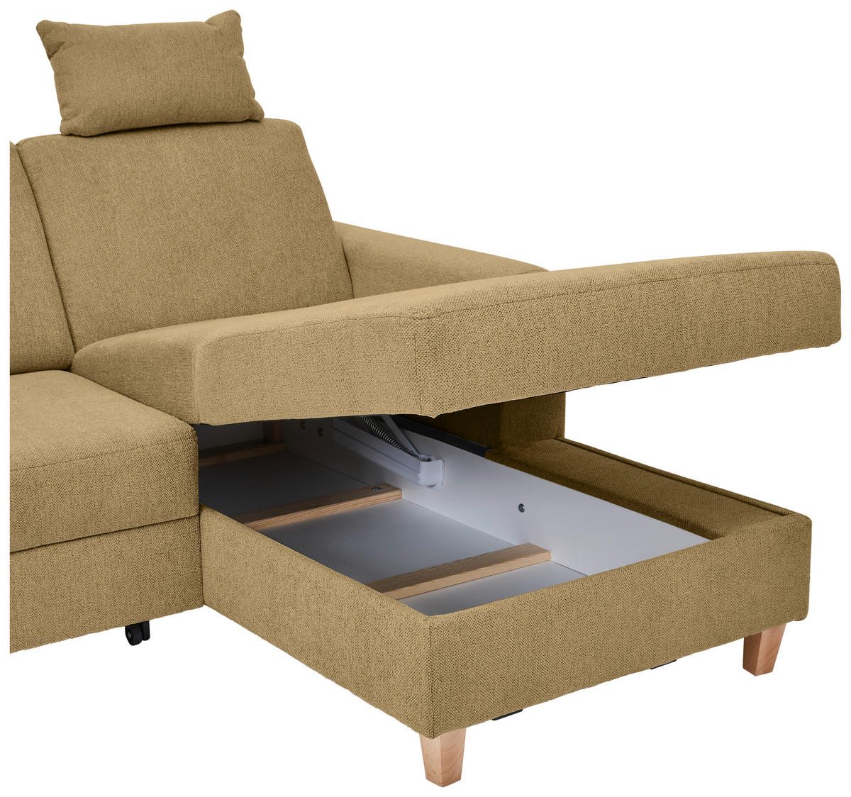 ECKSOFA Honig Flachgewebe  - Buchefarben/Honig, KONVENTIONELL, Holz/Textil (241/166cm) - Carryhome