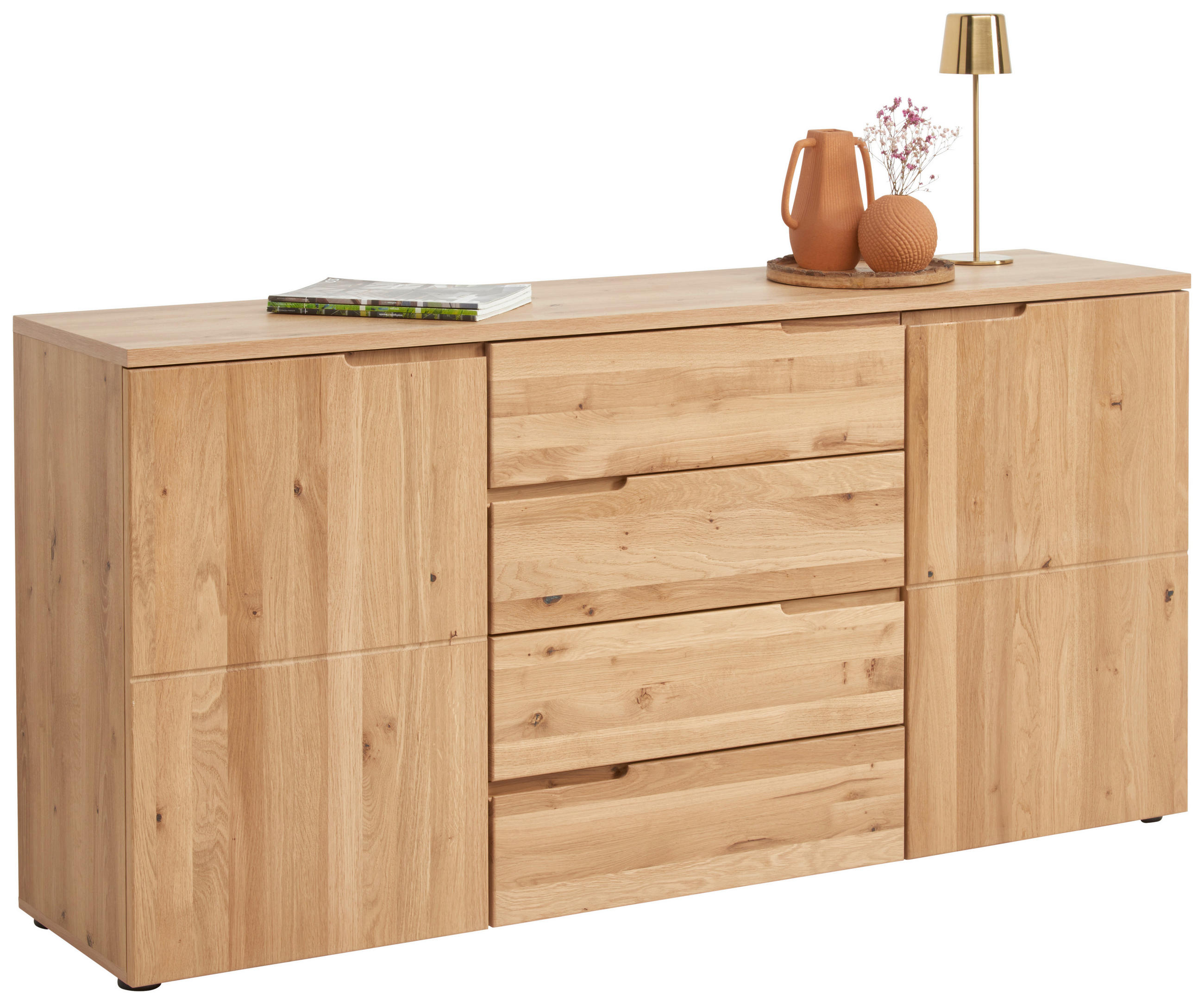 SIDEBOARD 165/80/40 cm  in  - Eichefarben/Silberfarben, Design, Holz/Holzwerkstoff (165/80/40cm) - Linea Natura