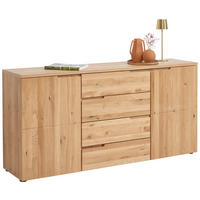 ŠIROKÁ KOMODA, dub, 165/80/40 cm - barvy stříbra/barvy dubu, Design, dřevo/kompozitní dřevo (165/80/40cm) - Linea Natura
