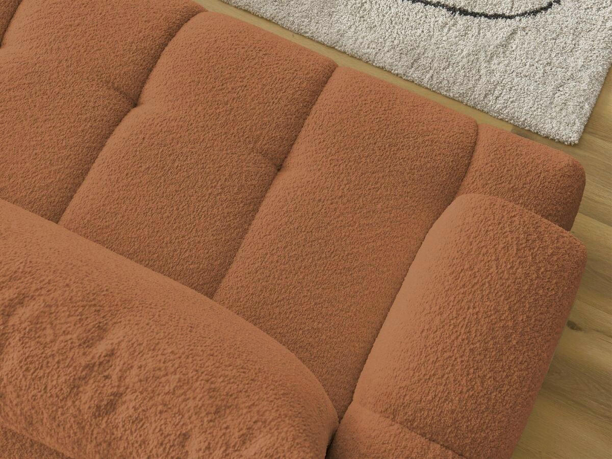 ECKSCHLAFSOFA FUJI Bouclé Orange  inkl.  - Schwarz/Orange, MODERN, Kunststoff/Textil (292/160cm)