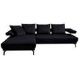 ECKSOFA Fino in Mikrofaser Schwarz  224/305 cm  - Schwarz, Design, Textil/Metall (224/305cm) - Dieter Knoll