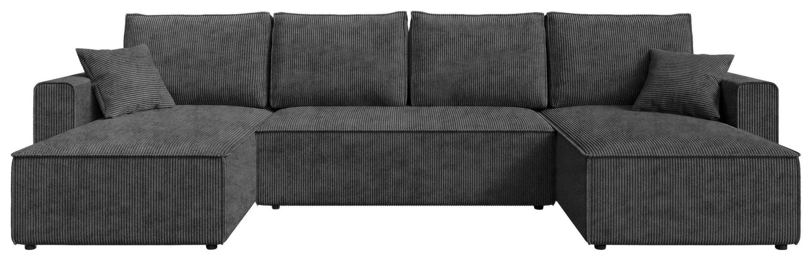 WOHNLANDSCHAFT Anthrazit Cord  - Anthrazit/Schwarz, KONVENTIONELL, Kunststoff/Textil (140/305/140cm) - Carryhome