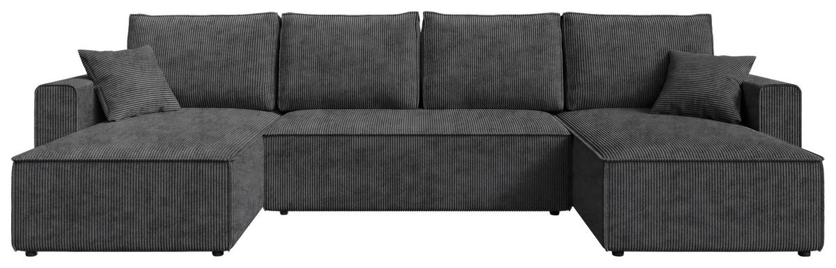 WOHNLANDSCHAFT Anthrazit Cord  - Anthrazit/Schwarz, KONVENTIONELL, Kunststoff/Textil (140/305/140cm) - Carryhome