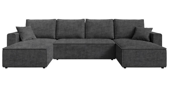 WOHNLANDSCHAFT Anthrazit Cord  - Anthrazit/Schwarz, KONVENTIONELL, Kunststoff/Textil (140/305/140cm) - Carryhome