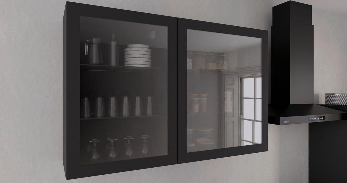 KÜCHENLEERBLOCK   in Schwarz, Beige  - Beige/Schwarz, Basics, Glas/Holzwerkstoff (280/214/60cm) - P & B